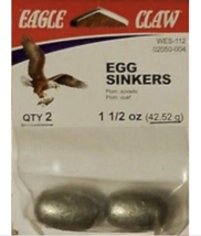 Eagle Claw Lead Egg Sinker, Fish Weight, 1-1/2 Oz., Pack of 2 - £3.12 GBP
