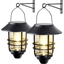 2 Pack Solar Lantern Wall Lights Fixtures, Solar Powered Porch Light, Heavy Glas - £57.51 GBP