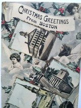Vintage Christmas Postcard Greetings From Boston Glitter Collage 1906 Reichner - £8.54 GBP