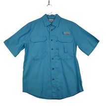 Magellan Shirt Mens S Blue Mag Release Fish Gear Button Down Short Sleeve - £18.16 GBP