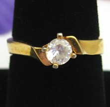 DBig SOLITAIRE RING Vintage Cubic Zirconia CZ  Goldtone Size 9 1/2 BRILL... - £13.23 GBP
