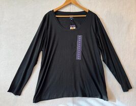 GAP Soft Slub Scoop Neck T-Shirt Black Long Sleeve Shirt QLT49115 Women&#39;... - $9.79