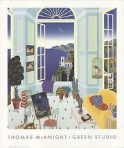 THOMAS MCKNIGHT Green Studio 28.5&quot; x 24&quot; Offset Lithograph 1994 - $1,531.21 MXN