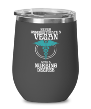 Never Underestimate a Vegan Nurse, black Wineglass. Model 6400015  - £21.70 GBP