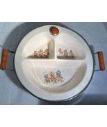 VTG Porcelain Child/Baby 3 Comp Warming Dish by Excello Bakelite Handles... - $19.75