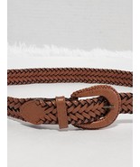 Vintage Belt Women S M Dark Tan Brown Braided Belt Buckle - $24.69 CAD