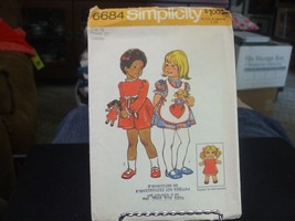 Simplicity 6684 Toddler Dress, Apron &amp; Doll Pattern - Size 1/2 Chest 19 ... - $10.47