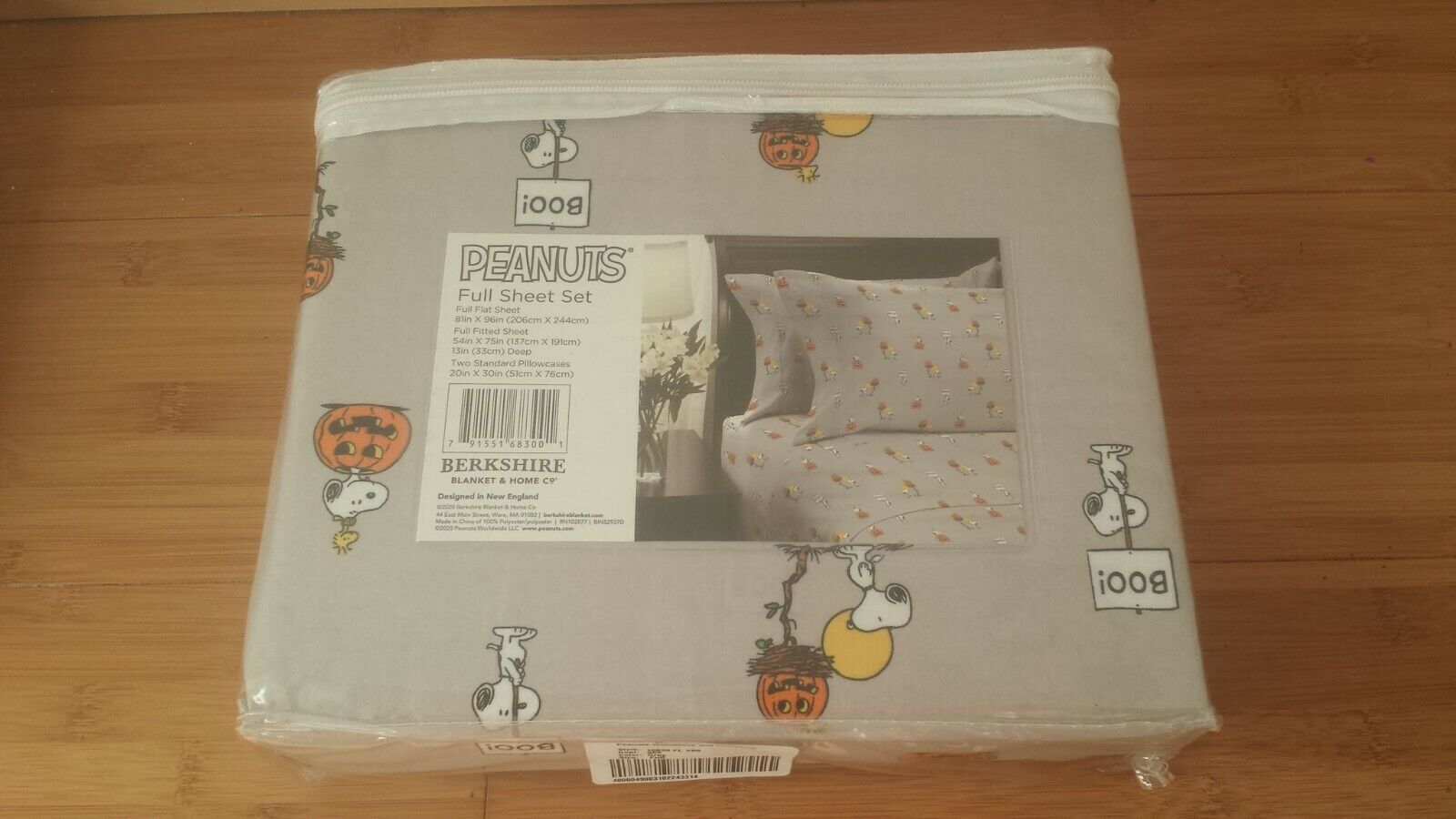 Berkshire Peanuts Snoopy & Woodstock Halloween Sheet Set Gray 4 pc Full - $44.99