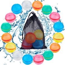 Reusable Water Balloons With Mesh Bag, 16 Pack Latex-Free Silicone Quick... - £40.85 GBP