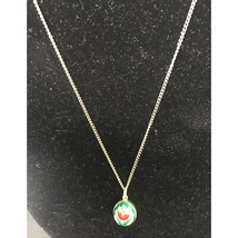 Sterling Silver Vermeil Guilloche Enamel Egg With Tulips Pendant On Chai... - $93.25