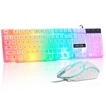 CHONCHOW LED Keyboard and Mouse Combo, 104 Keys Rainbow Backlit Keyboard and 7 C - £31.63 GBP