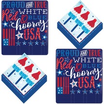 HOME &amp; HOOPLA Patriotic Pride Celebrate USA Paper Dinner Plates with Red, White, - £11.28 GBP