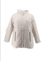 Nuage Diamond Quilted Peach-Skin Jacket W/Fixed Hood (Ivory, XX-Small) A457457 - $28.10