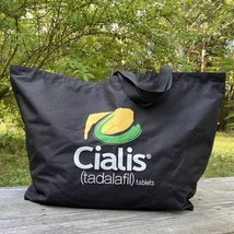 Large Cialis Drug Rep Pharmaceutical Tote Travel Bag Black Zipper Close ... - $371.23 MXN