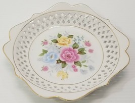 Floral Fruit Serving Bowl Lattice Design Furnishing Porcelainwares 8&quot; Plate - £7.83 GBP