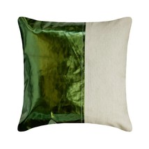 Green Faux Leather and Linen Patchwork 16&quot;x16&quot; Pillow Cover Better Half Green - £23.71 GBP+