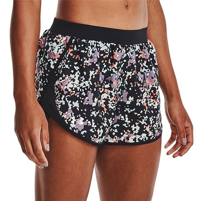 Primary image for Under Armour Women Fly By 2.0 Printed Shorts 1350198-009 Black Purple Size Small