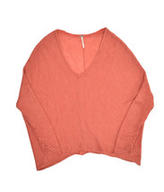 Free People Oversized Tunic Sweater Womens S Orange V Neck Wool Alpaca B... - £22.55 GBP