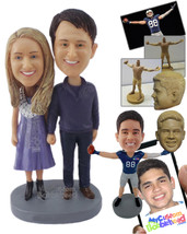 Personalized Bobblehead Cute Couple Wearing Casual Outfits Ready To Go The Dista - £122.39 GBP