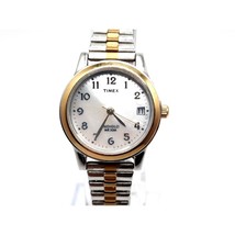 Womens Timex Indiglo Watch New Battery Two-Tone MOP Date Dial U0 24mm - £19.65 GBP