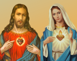 Sacred Heart of Jesus Immaculate Heart of Mary 8 by 10 Print - $9.81 CAD+