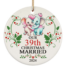 Our 39th Years Christmas Married Ornament Gift 39 Anniversary &amp; Elephant Couple - £11.70 GBP