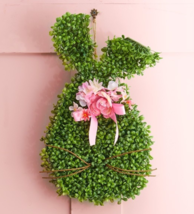 Boxwood Wreath Easter Bunny Door Hanger Artificial Floral Cottontail Hom... - $25.73