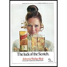 1970 Johnnie Walker Red Label Scotch Vintage Print Ad Smiling Blonde Wall Art - $10.97