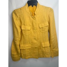 Eileen Fisher Women&#39;s Career Jacket Blazer 100% Organic Linen Yellow Pet... - $39.58