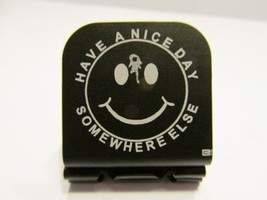 Smiley Face With Bullet Hole Laser Etched Aluminum Hat Clip Brim-it - £9.58 GBP