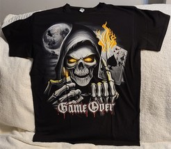 Skull Game Over Ace Of Spades Card Lighter Flames Moon Skeleton T-SHIRT - £8.89 GBP+