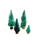 Christmas Village Bottle Brush Trees 4 Piece Lot 2-6 Inch Blue Green Min... - £11.66 GBP