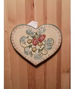 Wooden Heart Wall Hanging Beautiful Hand Painted Floral Design Vintage F... - $327.17 MXN