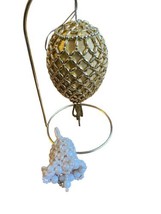 Vintage Handmade Beaded Ornaments Christmas Bells Lot Of 2 Golden egg white bell - £11.65 GBP