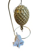 Vintage Handmade Beaded Ornaments Christmas Bells Lot Of 2 Golden egg wh... - £11.57 GBP