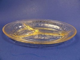 Yellow Florentine 3 part Relish Dish Depression Glass Hazel Atlas - £15.79 GBP