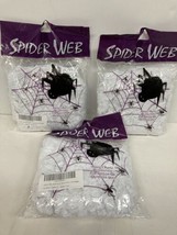 Lot  3 bags Fake Spider Web w  Spiders Halloween Decorations In outdoor haunted - £9.48 GBP