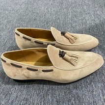 Yellow Real Suede Loafer Shoes Man Pointed Toe Butterfly Knot Real Leath... - £114.87 GBP