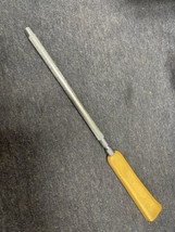 Vintage Knife Honing Steel Rod Yellow Bakelite Handle 11.25&quot; Retro Kitchen Tool - £7.95 GBP