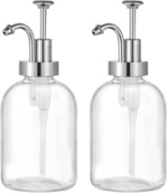 2 Pack Thick Clear Glass Jar Soap Dispenser With Silver Pump, 17Ounce Clear - $31.92