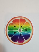 LGBTQ Pride Rainbow Sticker Decal Multi Color Orange Lime Lemon Slice Citrus 2&quot; - £7.05 GBP