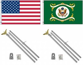 3&#39;x5&#39; Us American And Us Army Retired Polyester Flags And Two 6&#39; Aluminum Pole K - £25.70 GBP