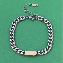 Titanium Steel Cuban Link Bracelet for Men Women,Punk Hip Hop Bracelet - £8.78 GBP