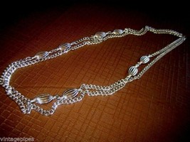 Vintage 1960&#39;s-70&#39;s Monet 54&quot; Opera Length Silver Tone Necklace Signed R... - £54.29 GBP