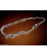 Vintage 1960&#39;s-70&#39;s Monet 54&quot; Opera Length Silver Tone Necklace Signed R... - £54.91 GBP