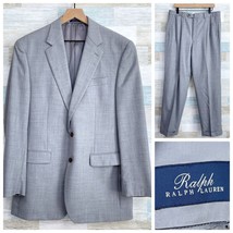 RRL Ralph Lauren Wool Striped Suit Gray Two Button Mens 41L Jacket 35x32... - £86.36 GBP