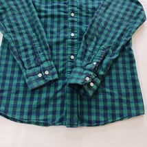 Saddlebred Button-Down Collar Men's Green & Blue Cotton Check Shirt Size S image 9