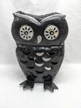 Halloween Black And Silver Owl Tealight Candle Holder Decor 8&quot; - £47.41 GBP