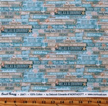 Cotton Beach Therapy Words Ocean Turquoise Fabric Print by the Yard D579.83 - £12.70 GBP