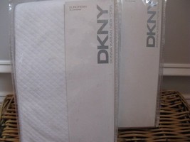 2 DKNY PURE PUCKER Matelasse Diamond Stitch Euro Shams White - £76.59 GBP